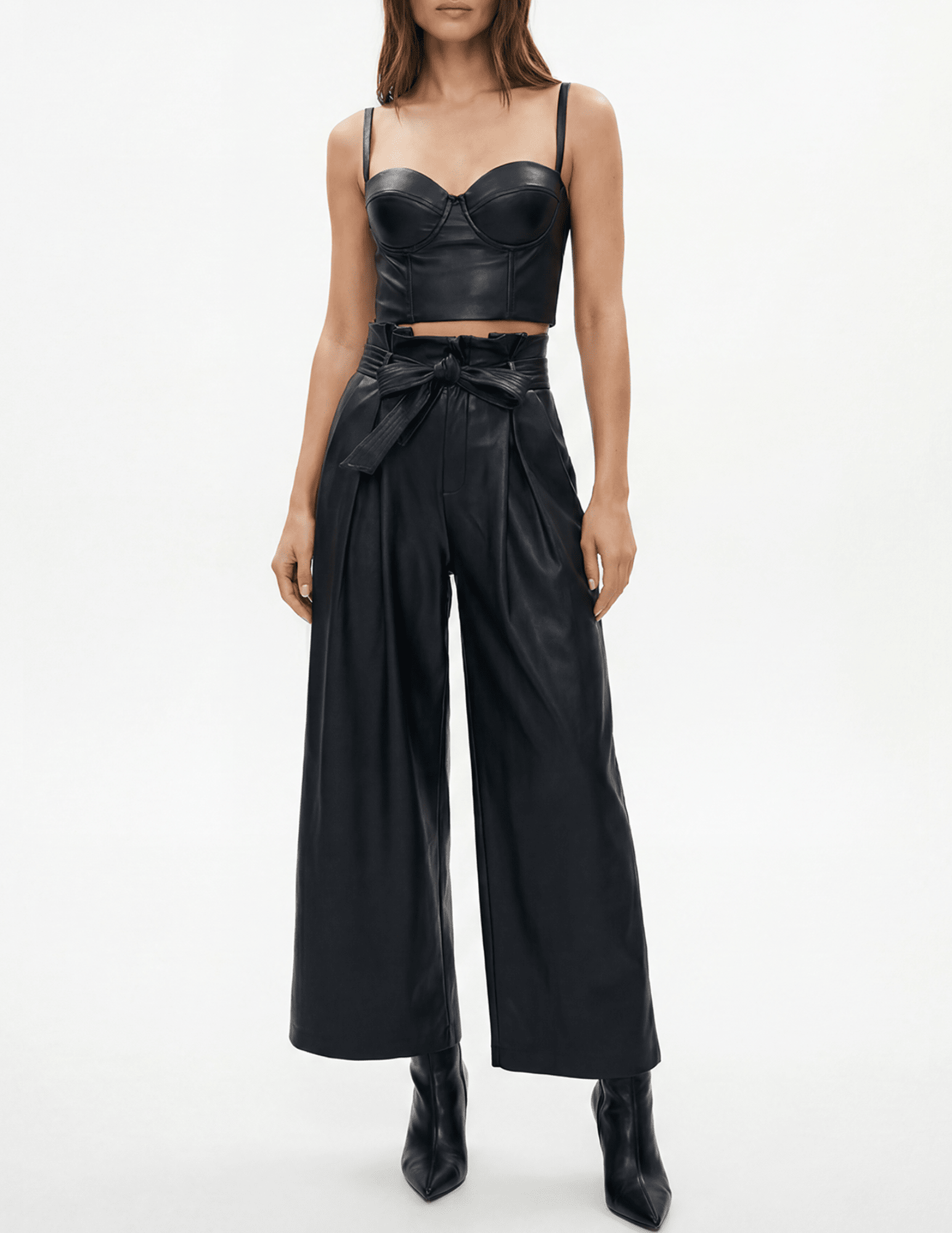 L'AGENCE Sonya Vegan Leather Bustier in Black 
