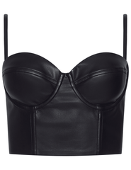 L'AGENCE Sonya Vegan Leather Bustier in Black