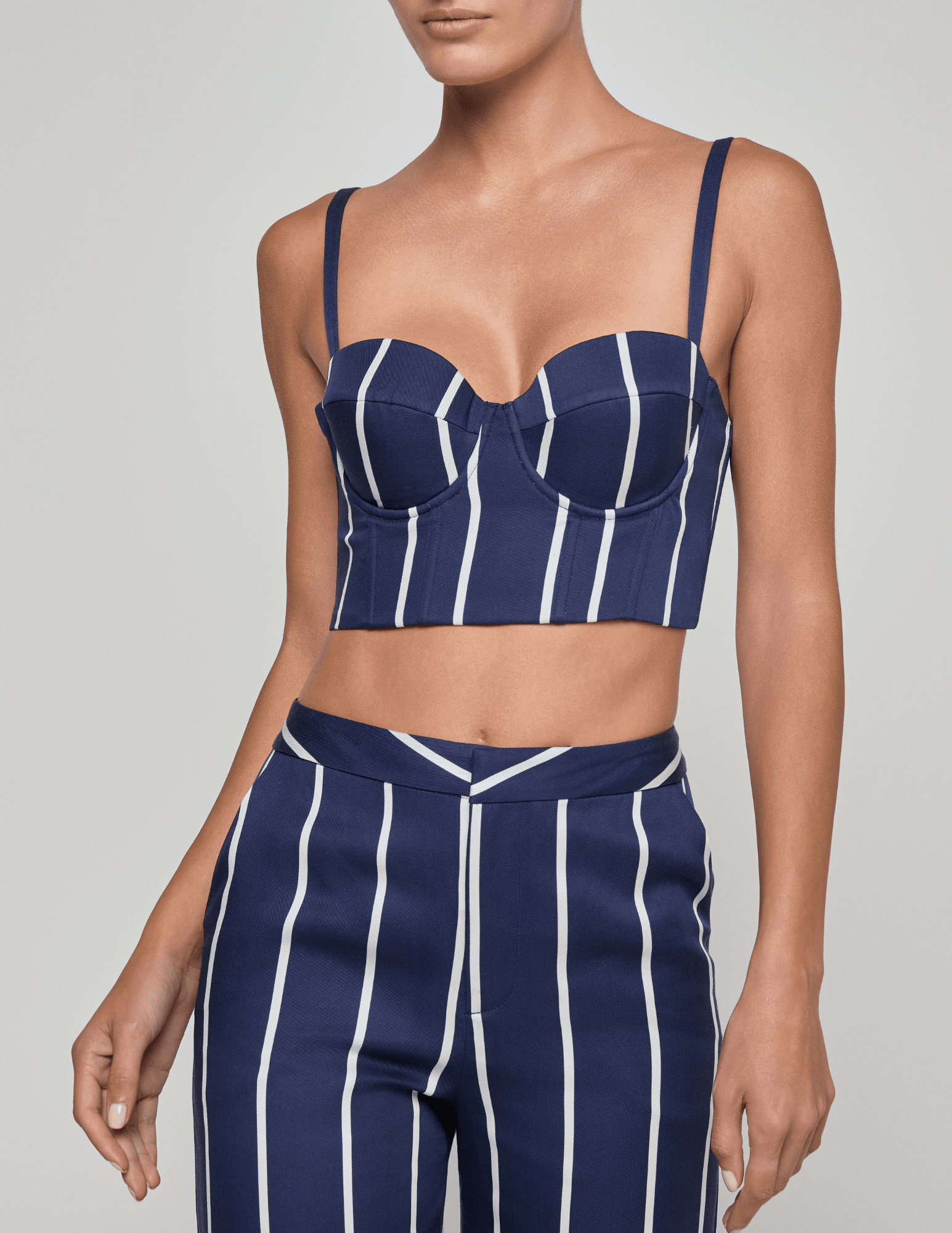 L’AGENCE Soyna striped bustier front view