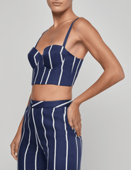 Side view of striped bustier top
