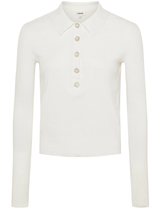 L'Agence - L'Agence Sterling Collared Embellished Sweater - Buy Online