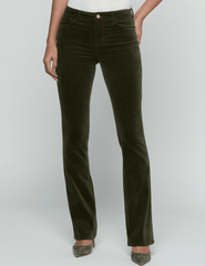 Front view of L'AGENCE Stevie Velvet Jean in Army on model.