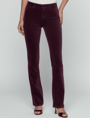 Front view of L'AGENCE Stevie Velvet Jean in Deep Sangria on model.