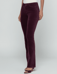 SIde view of L'AGENCE Stevie Velvet Jean in Deep Sangria on model.