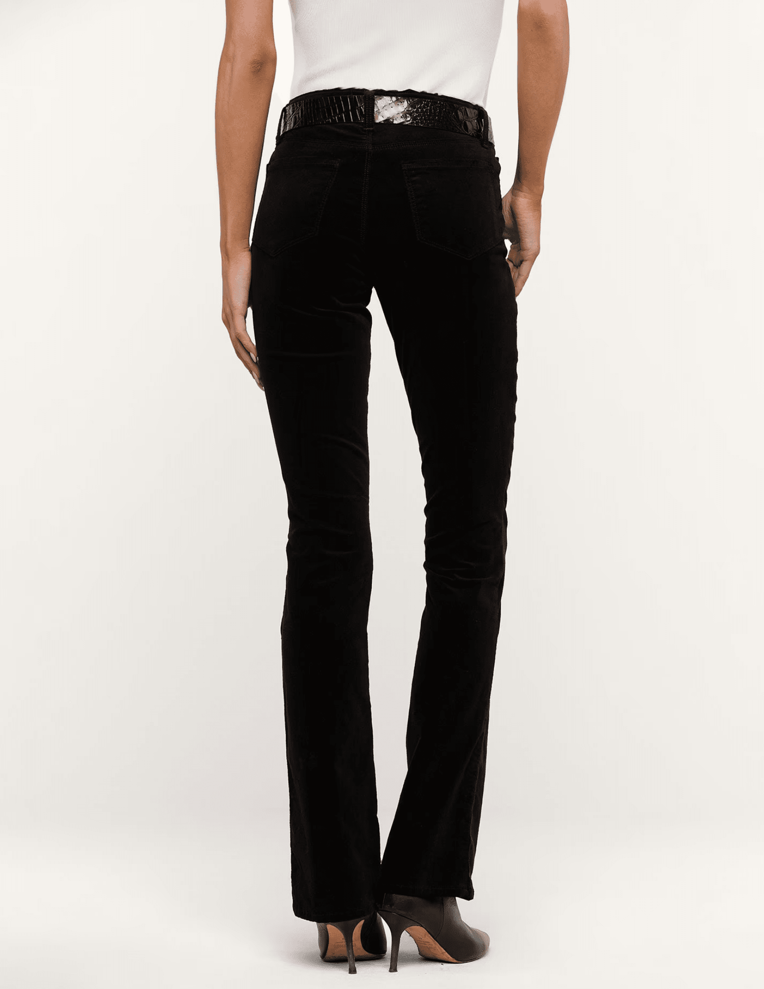 Back view of L'AGENCE Stevie Velvet Jean in black with classic five-pocket styling
