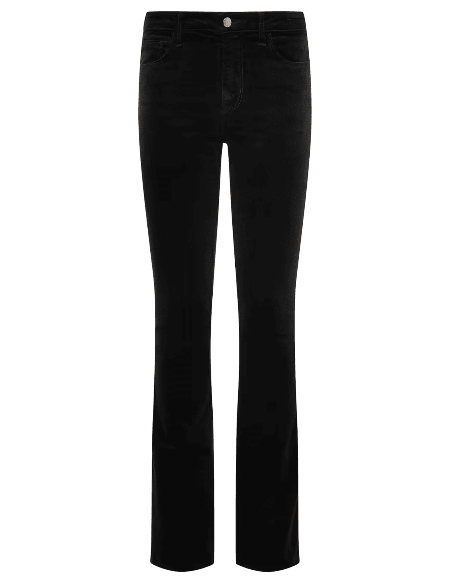 L'AGENCE Stevie Velvet Jean in Noir featuring high-rise black stretch velvet and straight-leg silhouette