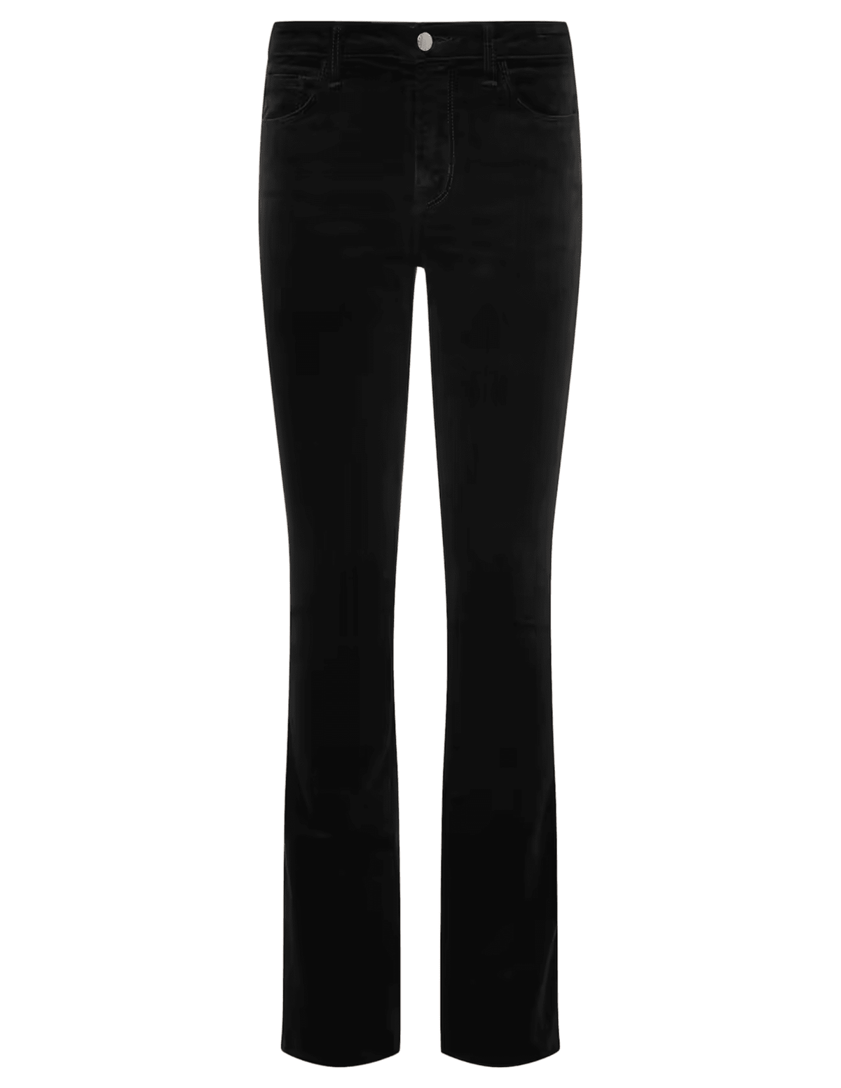 L'AGENCE Stevie Velvet Jean in Noir featuring high-rise black stretch velvet and straight-leg silhouette