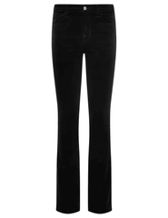 L'AGENCE Stevie Velvet Jean in Noir featuring high-rise black stretch velvet and straight-leg silhouette