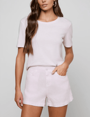 Front view of L'AGENCE Stormy Cropped Tee In Icy Lilac - Buy Online