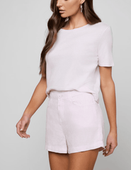 Side view of  L'AGENCE Stormy Cropped Tee In Icy Lilac - Buy Online