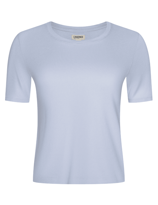  L'AGENCE Stormy Cropped Tee In Pale Mist Blue - Buy Online