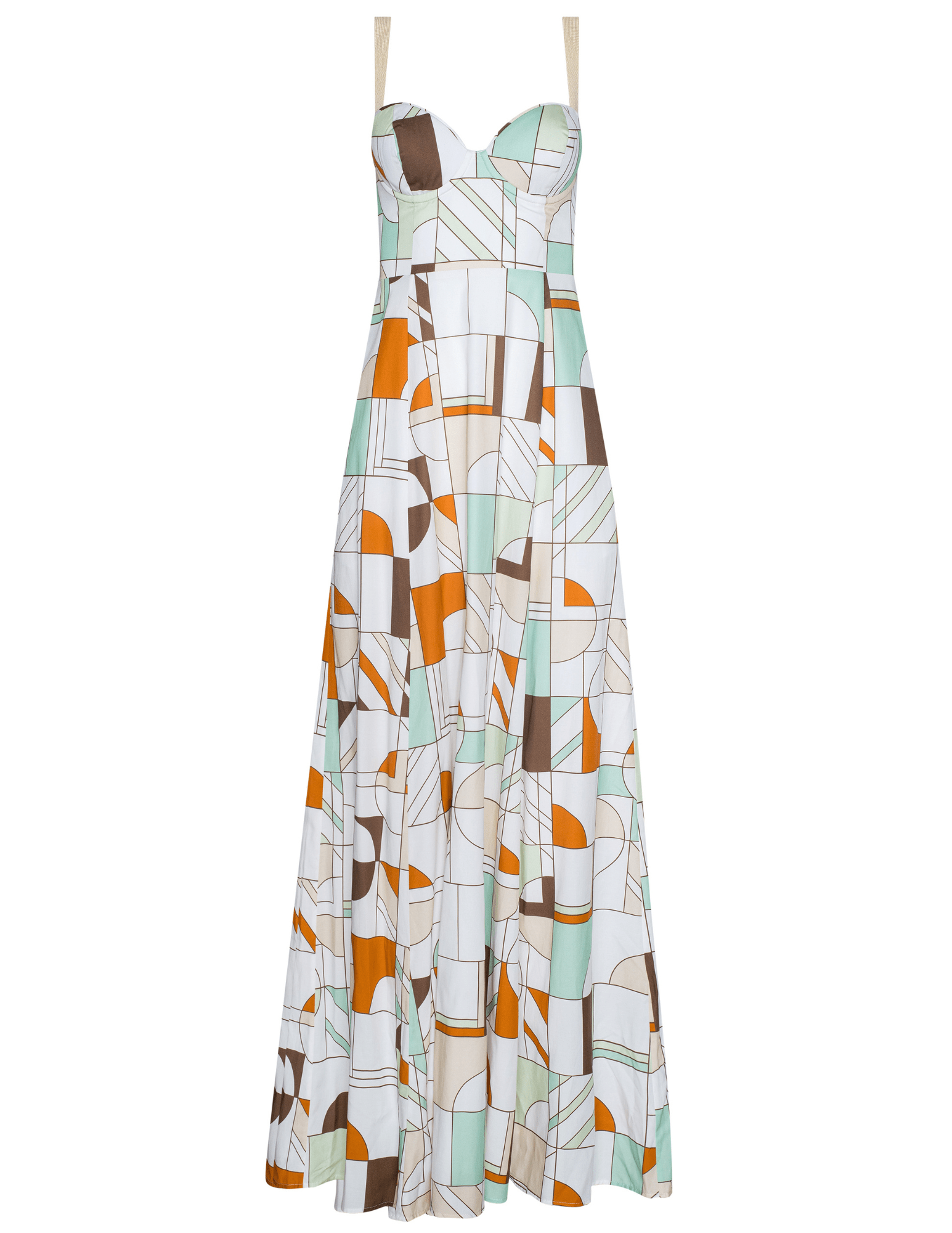 LAGENCE Sutton beaded strap maxi dress in multi abstract geo