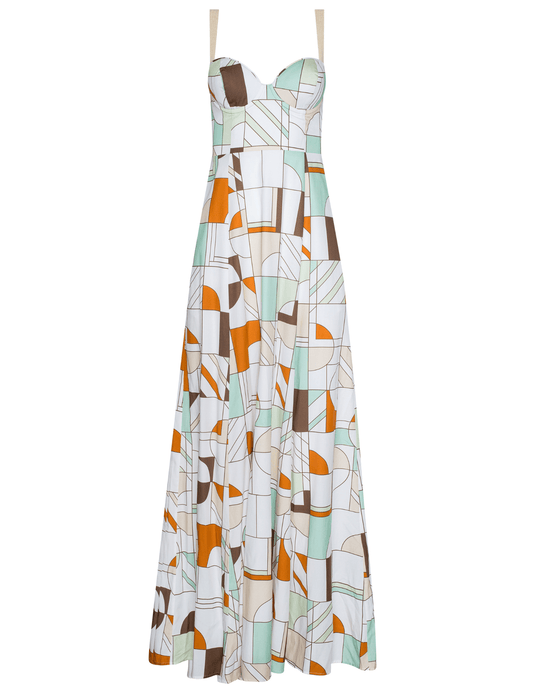 LAGENCE Sutton beaded strap maxi dress in multi abstract geo