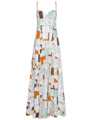LAGENCE Sutton beaded strap maxi dress in multi abstract geo