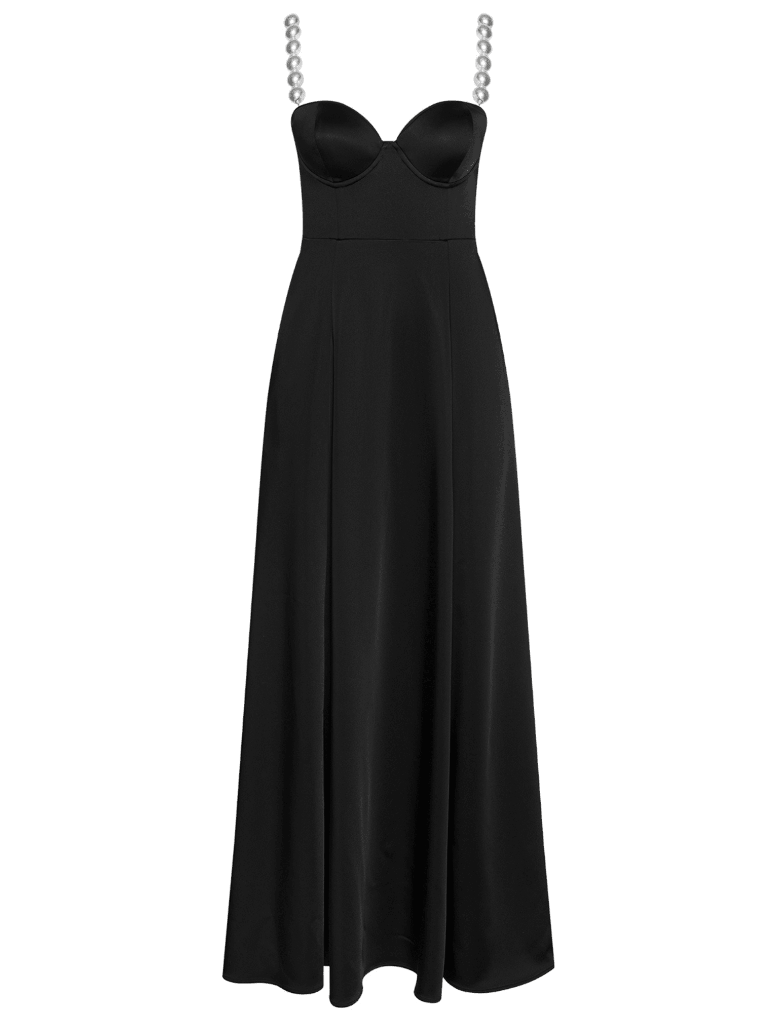 L'AGENCE Sutton Pearl Strap Maxi Dress Black