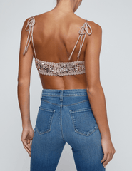 L’Agence Taline crochet sequin bralette misty rose back view 