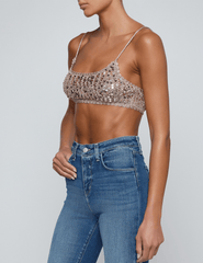 L’Agence Taline crochet sequin bralette misty rose side view