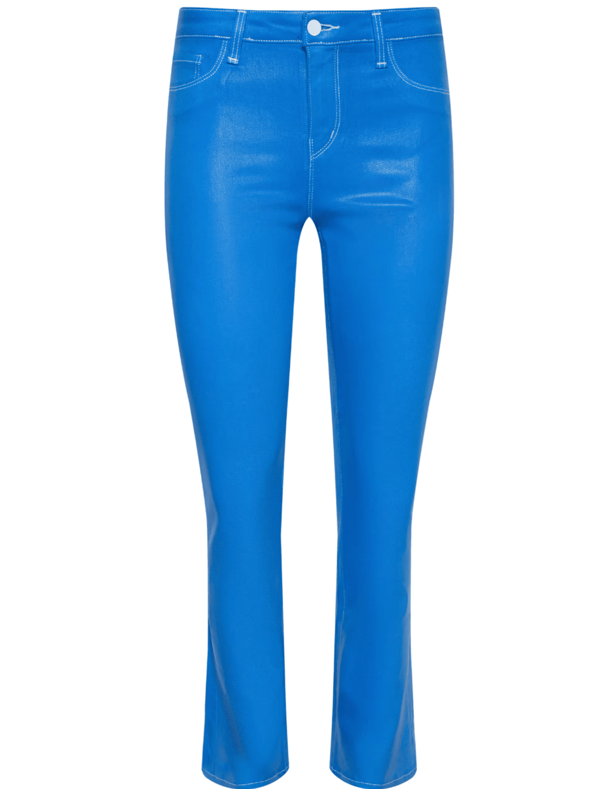 L’AGENCE Regatta Blue Coated Cropped Micro Boot Jeans