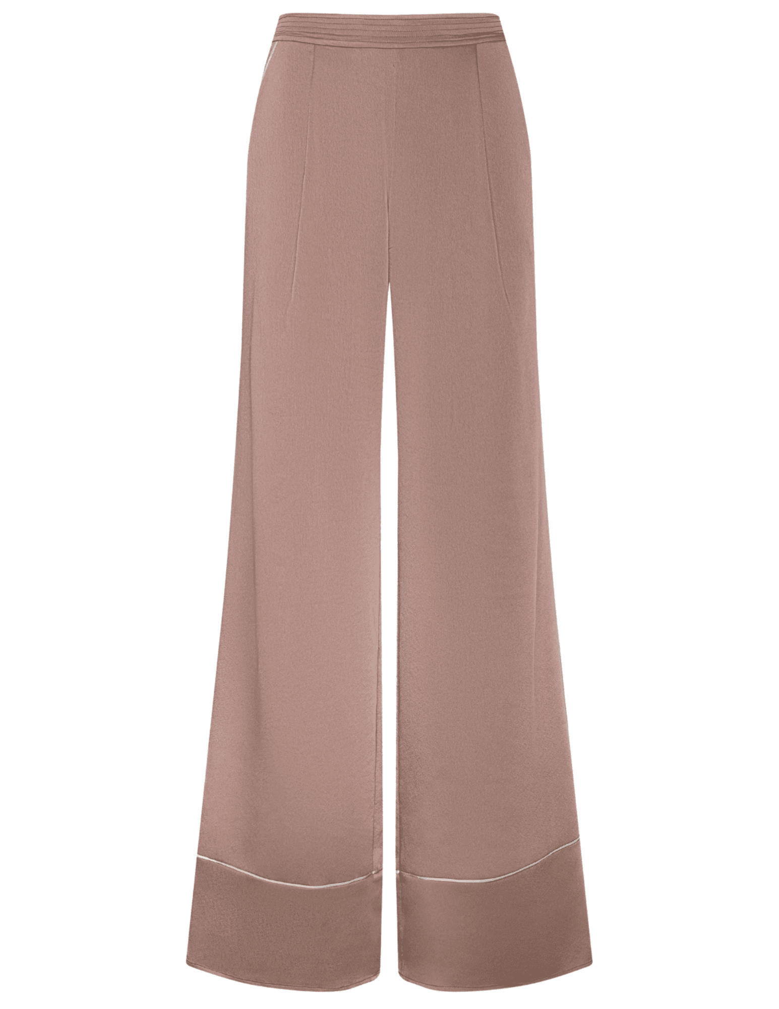 L’Agence Tavia satin trouser in mocha tan wide leg 