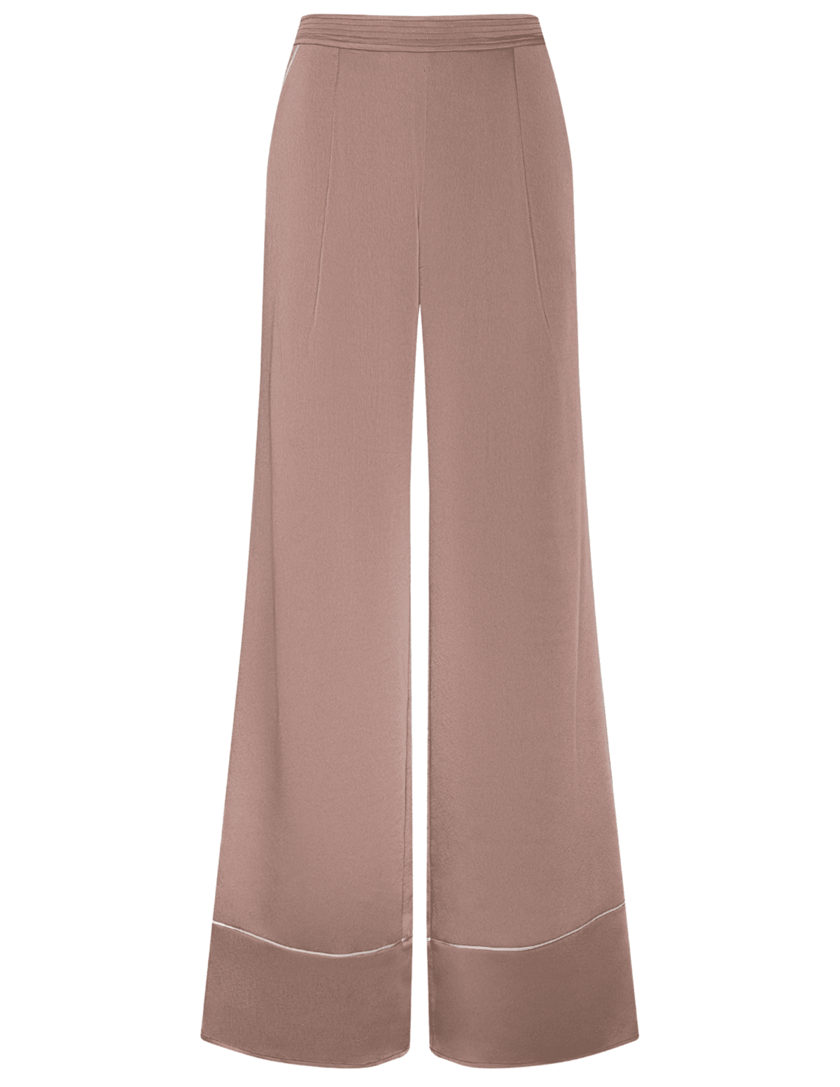 L’Agence Tavia satin trouser in mocha tan wide leg 