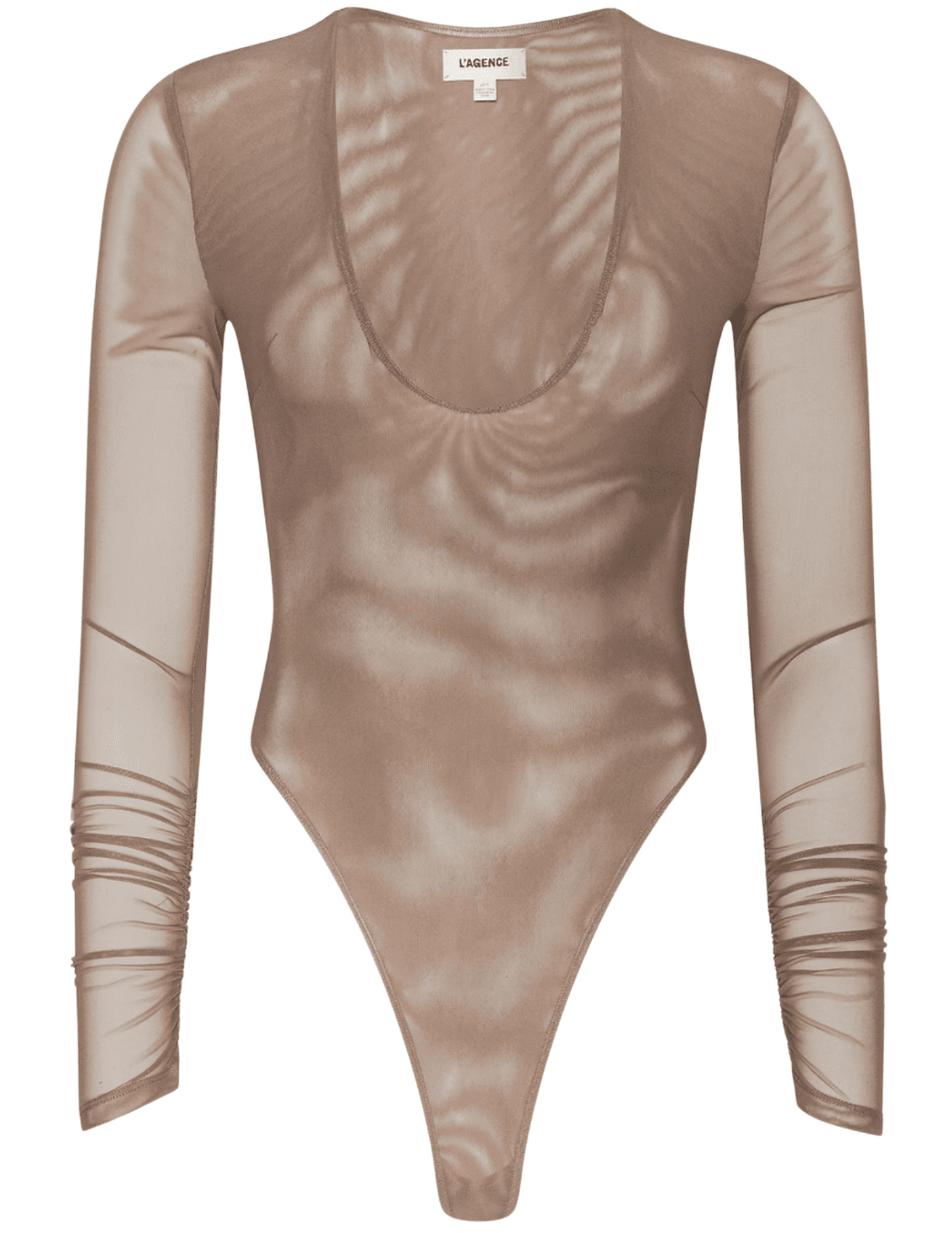L'AGENCE Thalassa Long Sleeve Mesh Bodysuit Cardamom