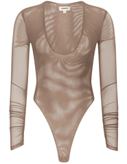 L'AGENCE Thalassa Long Sleeve Mesh Bodysuit Cardamom