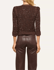 Back view of L’AGENCE Thistle Sequined Cardigan in Black Java Sequins