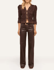 L’AGENCE Thistle Sequined Cardigan in Black Java Sequins full body