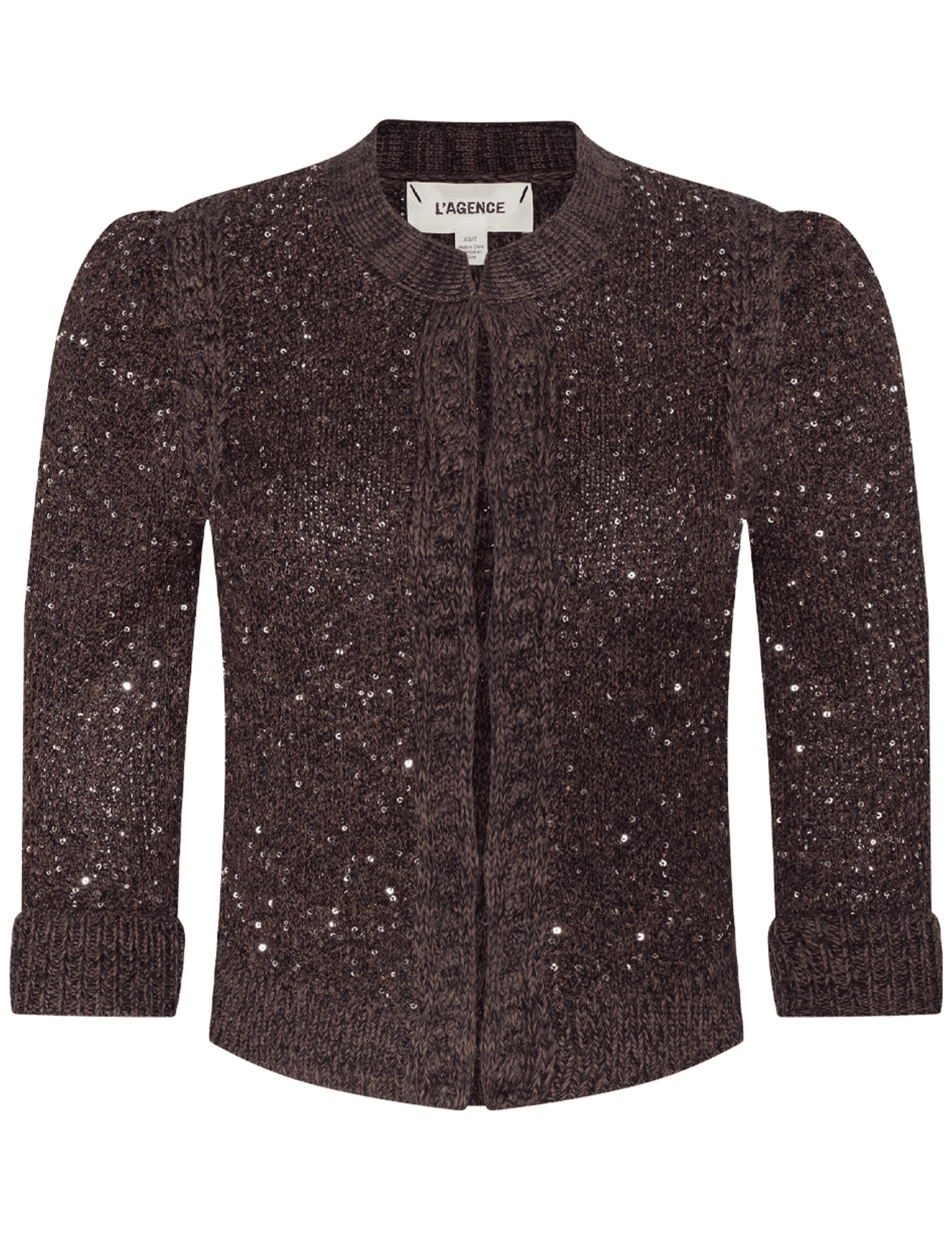 L’AGENCE Thistle Sequined Cardigan in Black Java Sequins