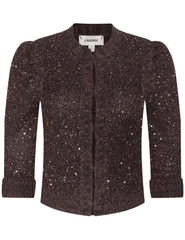 L’AGENCE Thistle Sequined Cardigan in Black Java Sequins