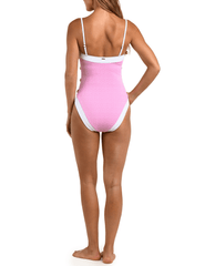 Back view of L'Agence Tory Square Neck One Piece Swimsuit In Blush - Buy Online