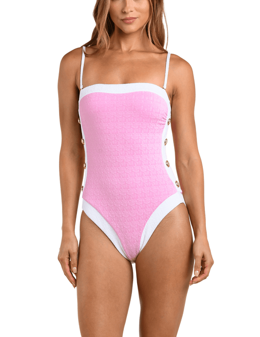 L'Agence Tory Square Neck One Piece Swimsuit In Blush front
