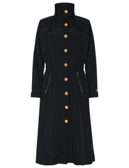 L’AGENCE Toshi Windbreaker Trench Coat in Black with gold hardware
