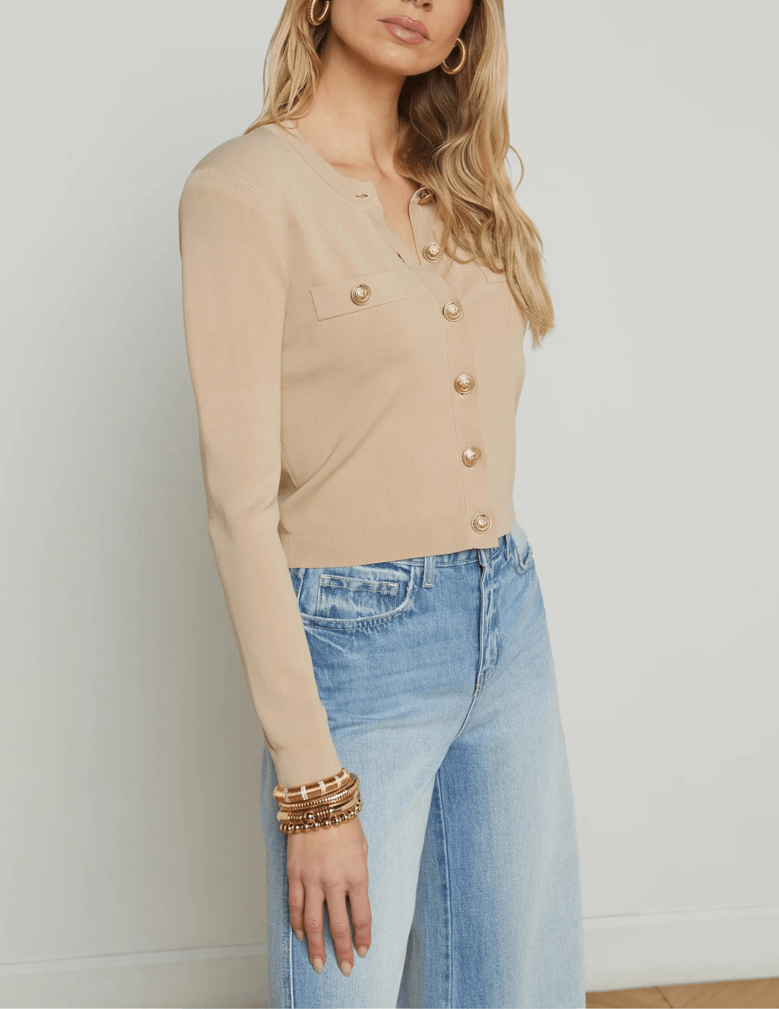 L'Agence - L'Agence Toulouse Cropped Crew Neck Cardigan - Buy Online