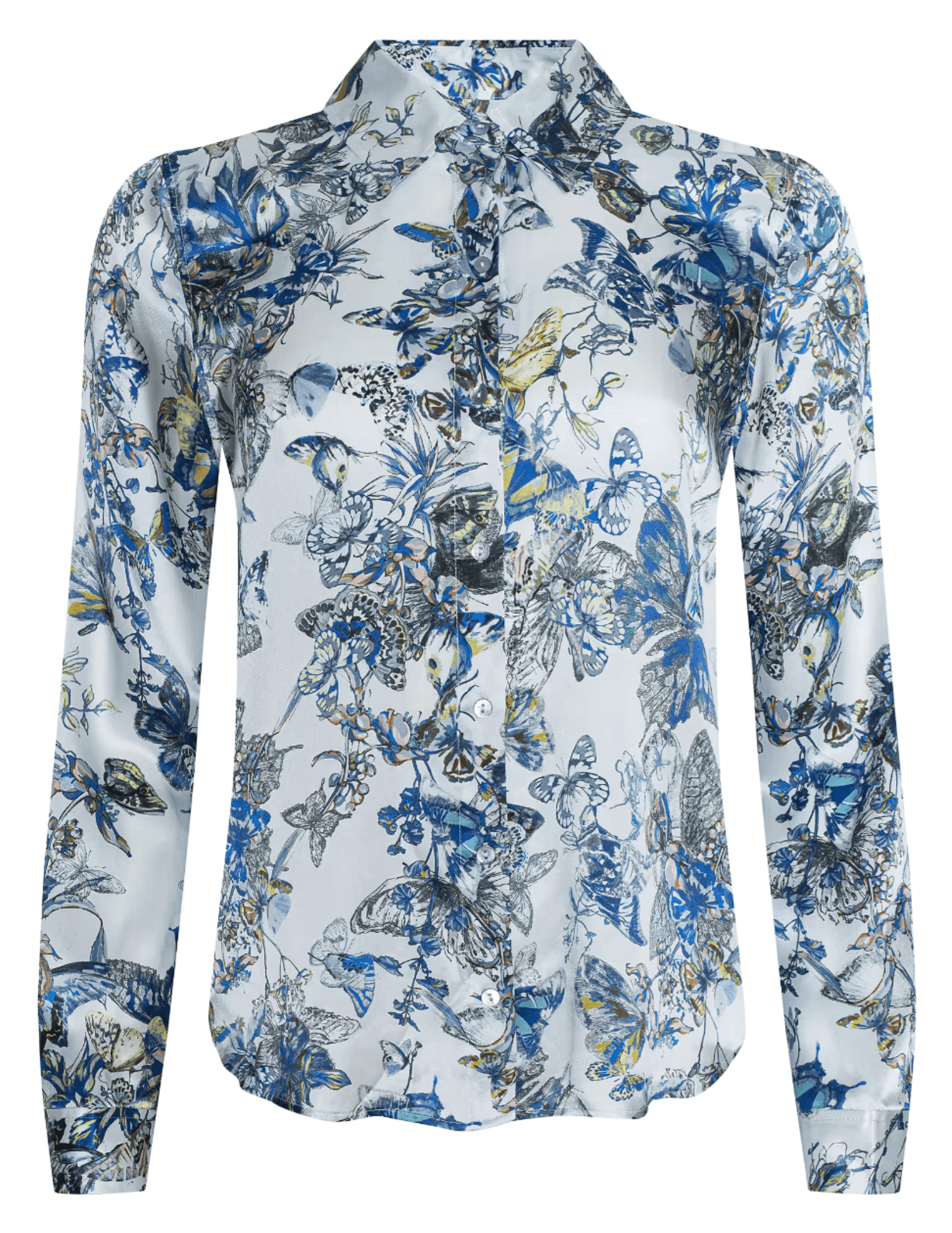 L’AGENCE Tyler silk blouse grey watercolor butterfly print 