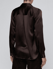 Back view of L'AGENCE Tyler Silk Blouse in Dark Java