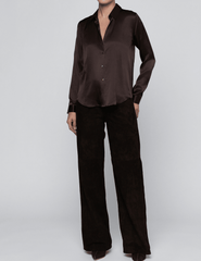 L'AGENCE Tyler Silk Blouse in Dark Java full body