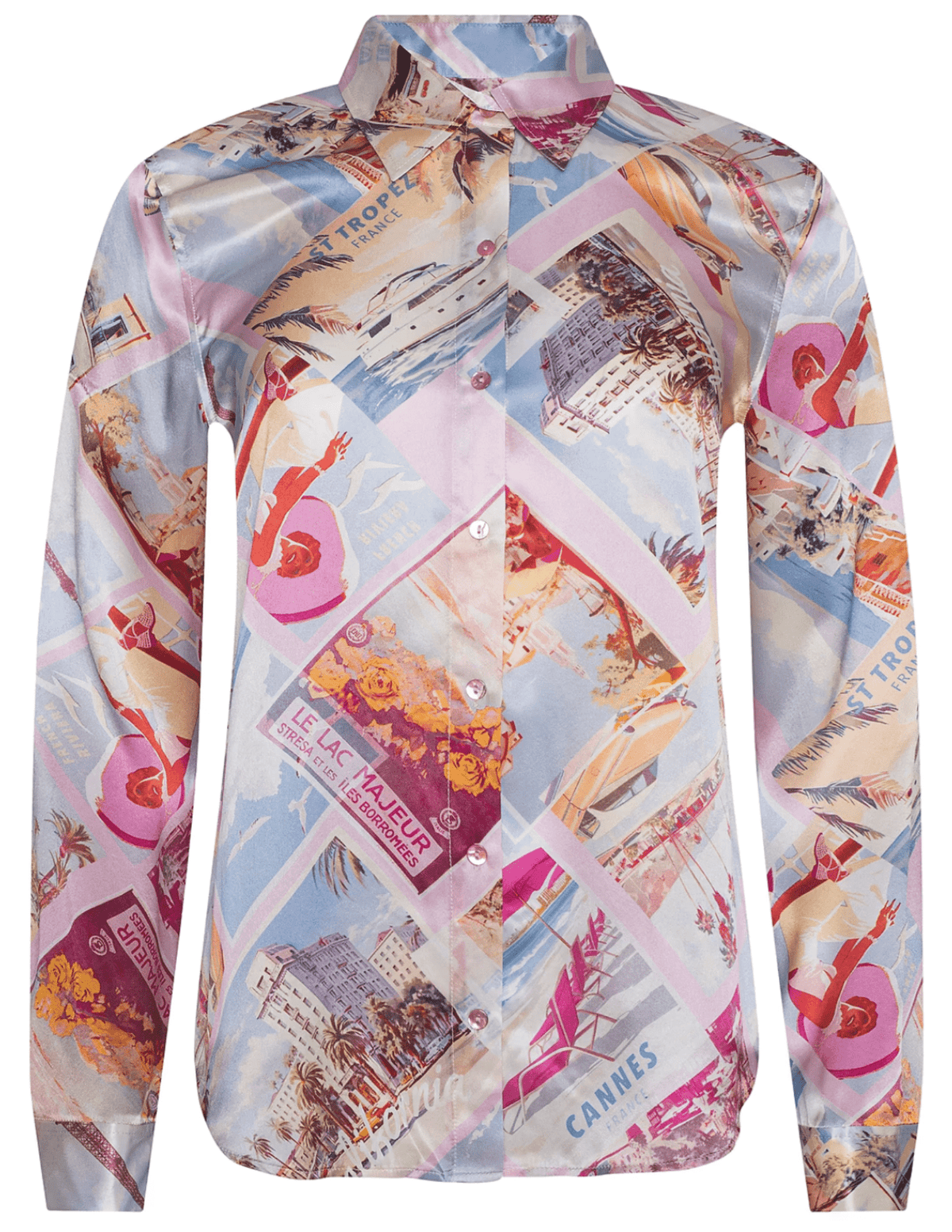 LAgence Tyler silk blouse in pink postcard print