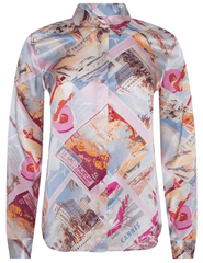 LAgence Tyler silk blouse in pink postcard print