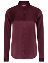 view of L’AGENCE Tyler Silk Blouse in Merlot Red