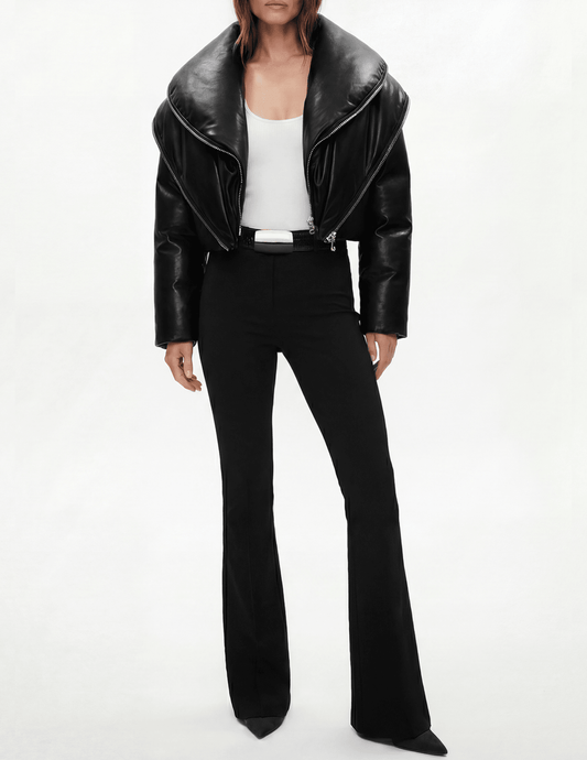 L’AGENCE Vail Vegan Leather Puffer Jacket Black front