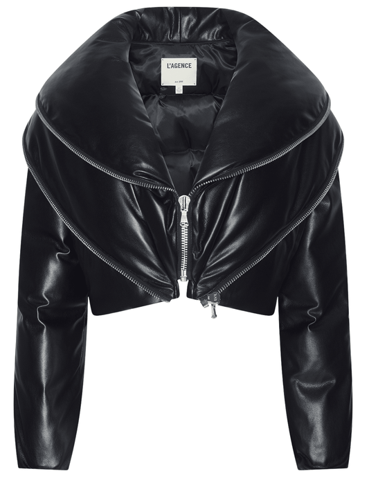 L’AGENCE Vail Vegan Leather Puffer Jacket Black