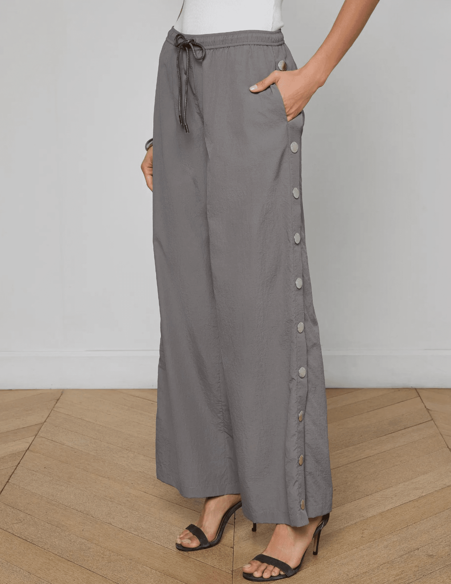 Side view of L’AGENCE Valkyrie wide leg pants