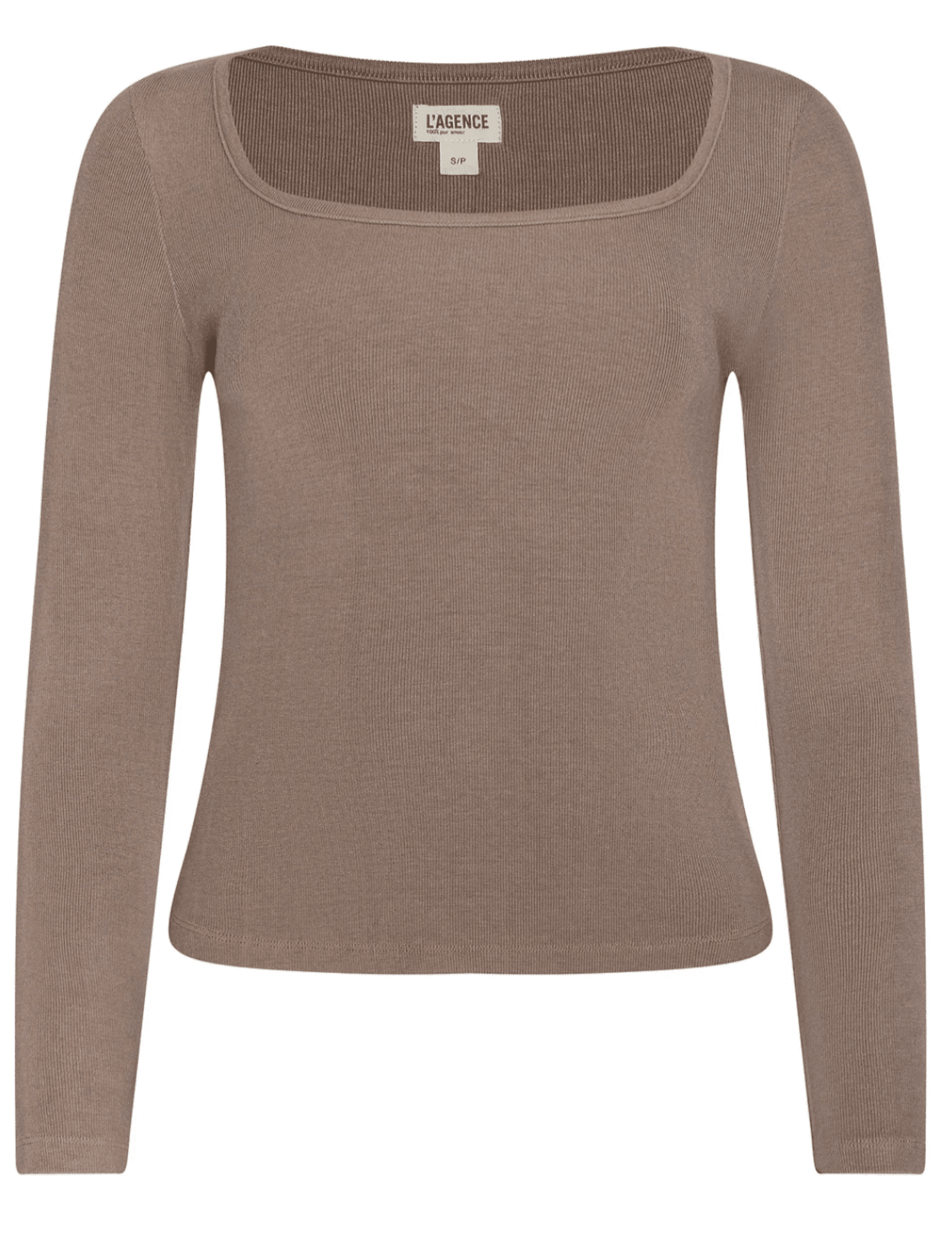 LAgence Vanya scoop neck long sleeve top in portabella