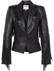 L’AGENCE Vashti Fringe Leather Blazer in Black