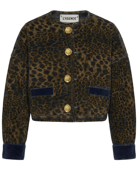 L’AGENCE Verona Collarless Denim Jacket in Zephyr