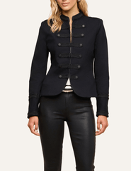 Front view of  L'AGENCE Victory Military Jacket in black