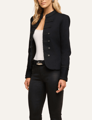 Side view of  L'AGENCE Victory Military Jacket in black