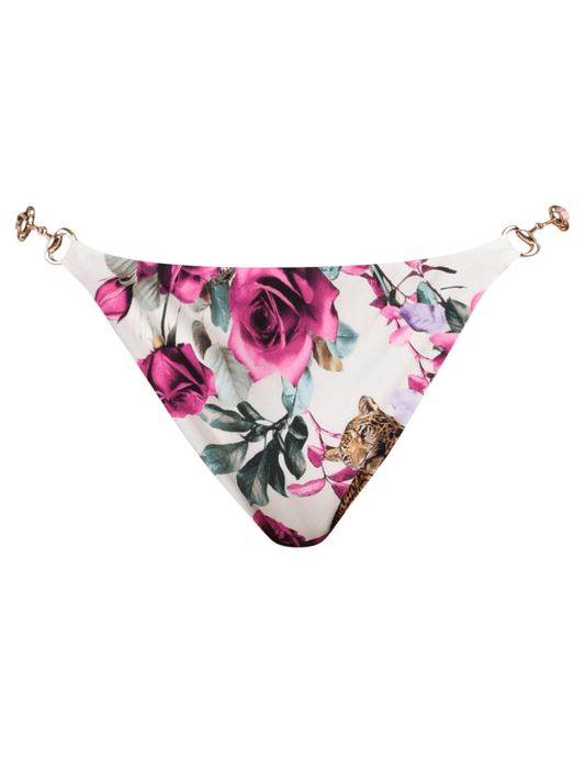 L’AGENCE Violet string bikini bottom in Rose Leopard Jungle