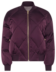 L’AGENCE Violeta reversible puffer jacket in wine herringbone with quilted satin finish